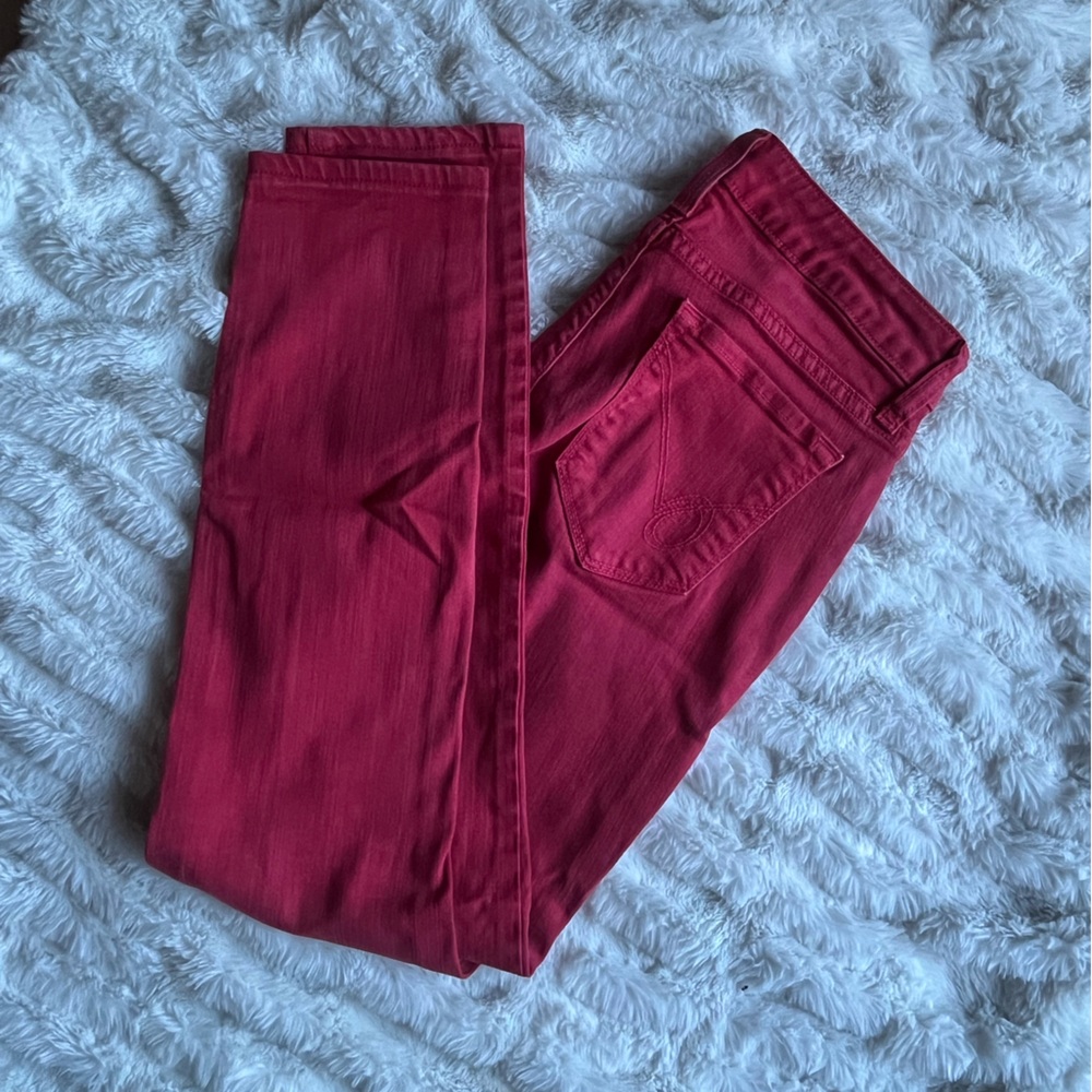 bebe Vibrant Red Ankle Jeans